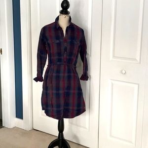 Eddie Bauer Blur Red Flannel Plaid Dress Sz 8